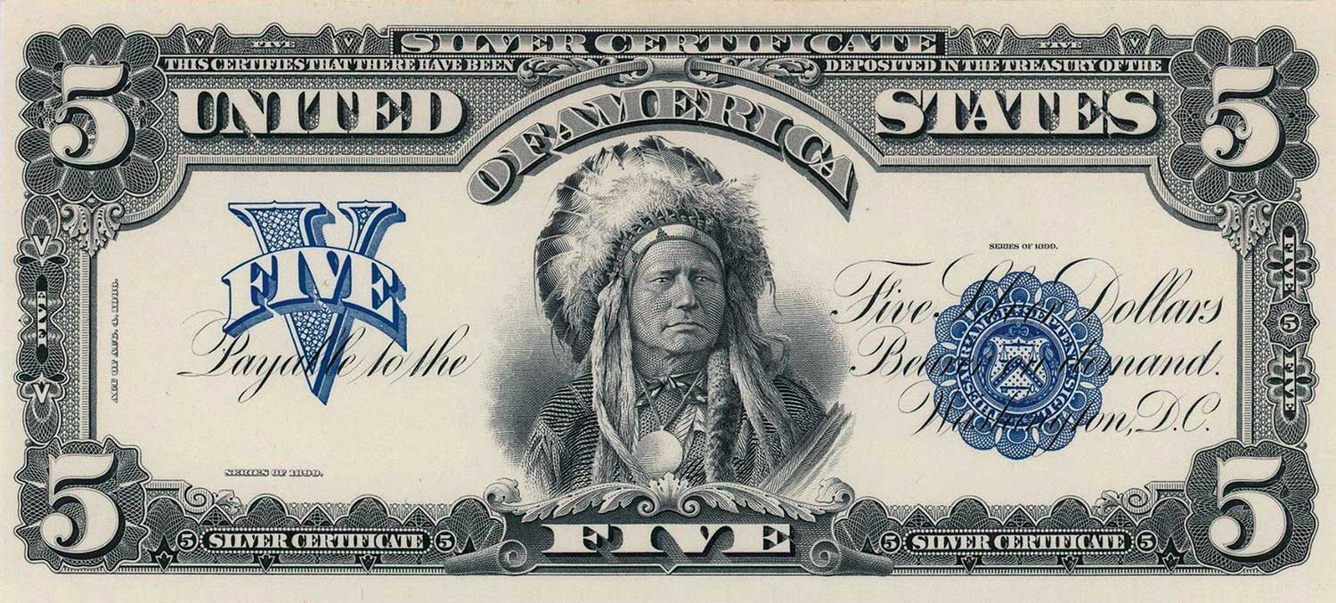 1899 $5 Silver Certificate — Running Antelope